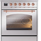 Ilve UPI304NMPSSP Nostalgie Ii 30 Inch Electric Freestanding Range In Stainless Steel With Copper Trim