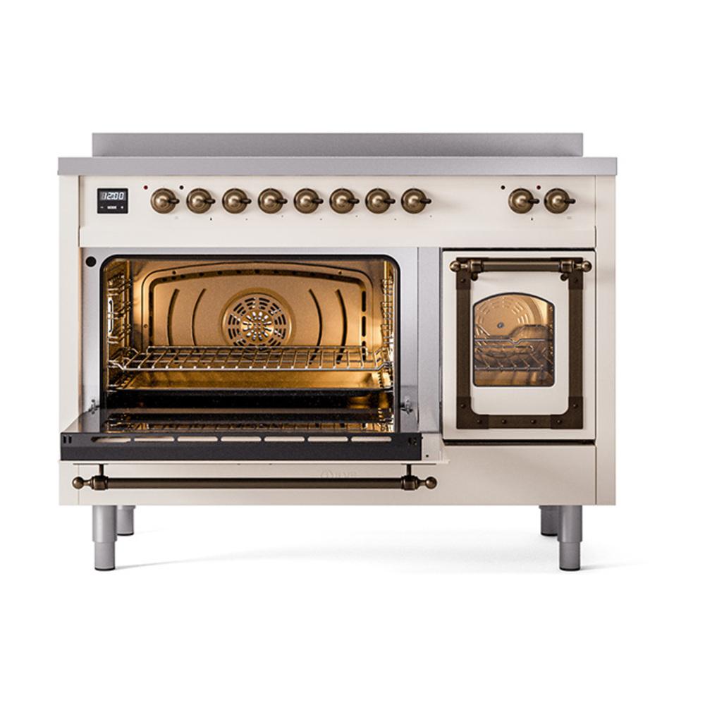 Ilve UNI486NMPAWB Ilve Uni486Nmpawb Nostalgie Ii Noblesse 48" Induction Range (Triple Glass Door, Antique White, Burnished)