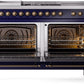 Ilve UP60FSNMPMBB Nostalgie Ii 60 Inch Dual Fuel Natural Gas Freestanding Range In Blue With Bronze Trim