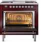 Ilve UP36FNMPBUC Nostalgie Ii 36 Inch Dual Fuel Natural Gas Freestanding Range In Burgundy With Chrome Trim