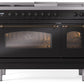 Ilve UP48FSNMPBKB Nostalgie Ii 48 Inch Dual Fuel Natural Gas Freestanding Range In Glossy Black With Bronze Trim