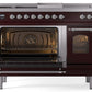 Ilve UP48FSNMPBUC Nostalgie Ii 48 Inch Dual Fuel Natural Gas Freestanding Range In Burgundy With Chrome Trim