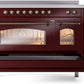 Ilve UPI486NMPBUB Nostalgie Ii 48 Inch Electric Freestanding Range In Burgundy With Bronze Trim