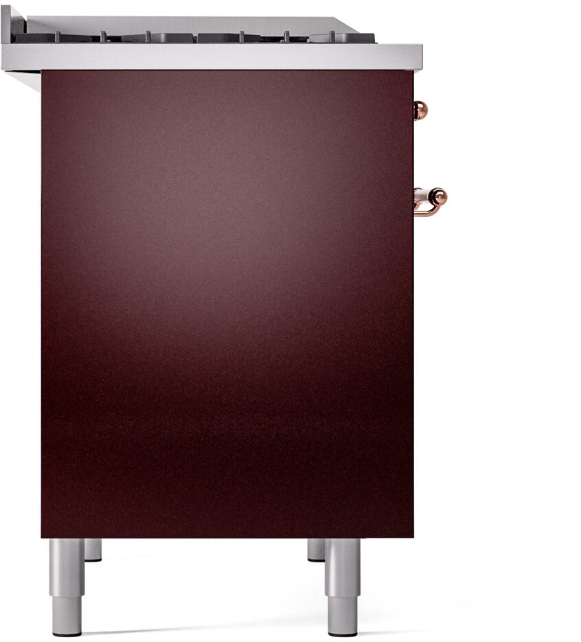 Ilve UPD40FNMPBUPLP Nostalgie Ii 40 Inch Dual Fuel Liquid Propane Freestanding Range In Burgundy With Copper Trim