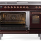 Ilve UP48FSNMPBUPLP Nostalgie Ii 48 Inch Dual Fuel Liquid Propane Freestanding Range In Burgundy With Copper Trim