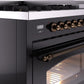 Ilve UP48FNMPBKBLP Nostalgie Ii 48 Inch Dual Fuel Liquid Propane Freestanding Range In Glossy Black With Bronze Trim