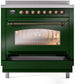 Ilve UPI366NMPEGB Nostalgie Ii 36 Inch Electric Freestanding Range In Emerald Green With Bronze Trim