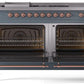 Ilve UP60FSNMPBGP Nostalgie Ii 60 Inch Dual Fuel Natural Gas Freestanding Range In Blue Grey With Copper Trim