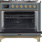 Ilve UM09FDNS3BGG Majestic Ii 36 Inch Dual Fuel Natural Gas Freestanding Range In Blue Grey With Brass Trim