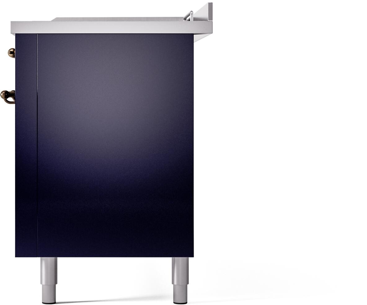 Ilve UP60FSNMPMBBLP Nostalgie Ii 60 Inch Dual Fuel Liquid Propane Freestanding Range In Blue With Bronze Trim