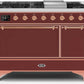 Ilve UM12FDQNS3BUPLP Majestic Ii 48 Inch Dual Fuel Liquid Propane Freestanding Range In Burgundy With Copper Trim