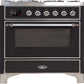 Ilve UM09FDNS3BKC Majestic Ii 36 Inch Dual Fuel Natural Gas Freestanding Range In Glossy Black With Chrome Trim