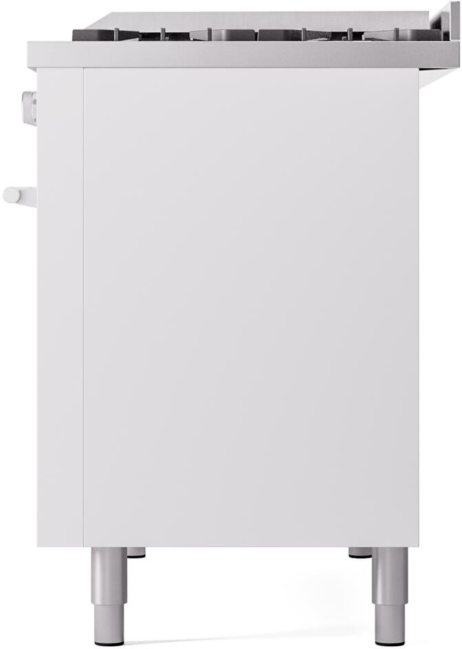 Ilve UP48FWMPWHLP Professional Plus Ii 48 Inch Dual Fuel Liquid Propane Freestanding Range In White With Trim