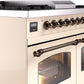 Ilve UPD40FNMPAWB Nostalgie Ii 40 Inch Dual Fuel Natural Gas Freestanding Range In Antique White With Bronze Trim