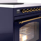 Ilve UPI304NMPMBG Nostalgie Ii 30 Inch Electric Freestanding Range In Blue With Brass Trim