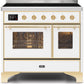 Ilve UMDI10NS3WHG Majestic Ii 40 Inch Electric Freestanding Range In White With Brass Trim