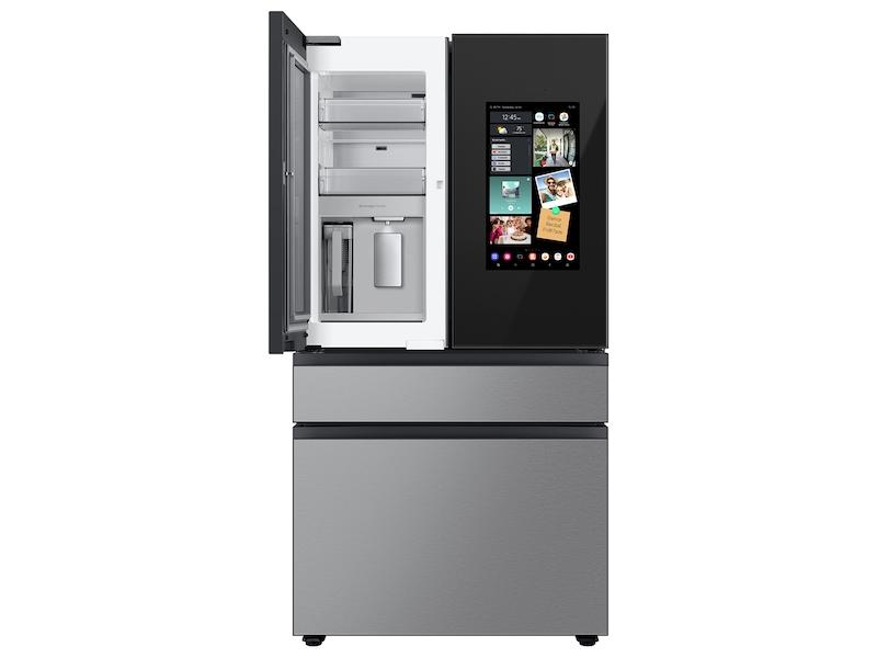 Samsung RF23BB8900QK Bespoke Counter Depth 4-Door French Door Refrigerator (23 Cu. Ft.) - In Charcoal Glass Top And Family Hub&#8482; Panels With Stainless Steel Middle And Bottom Panels