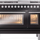 Ilve UP48FWMPBK Professional Plus Ii 48 Inch Dual Fuel Natural Gas Freestanding Range In Glossy Black With Trim