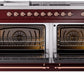 Ilve UP60FSNMPBUP Nostalgie Ii 60 Inch Dual Fuel Natural Gas Freestanding Range In Burgundy With Copper Trim