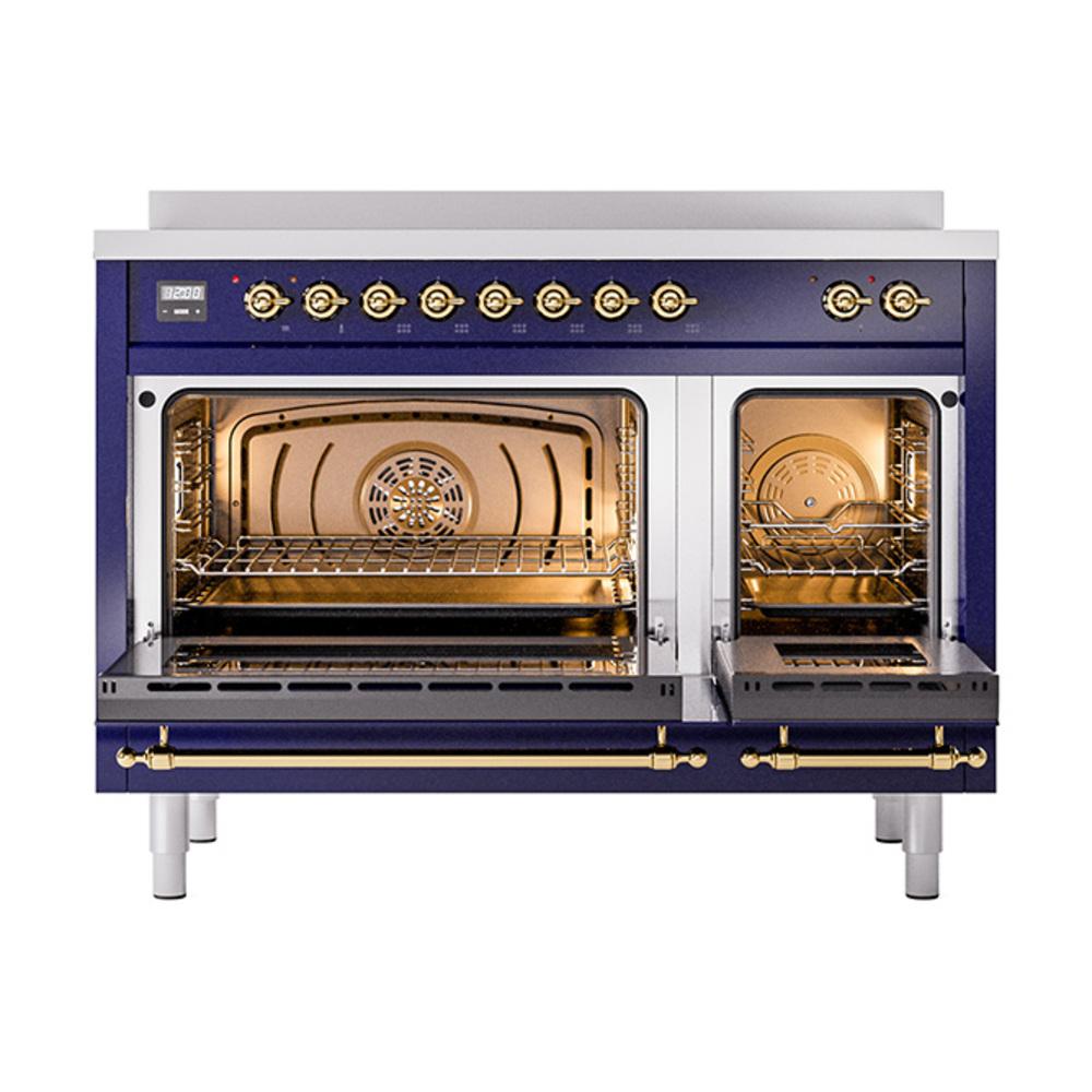 Ilve UNI486QNMPMBG Ilve Uni486Qnmpmbg Nostalgie Ii Noblesse 48" Induction Range (Solid Door, Midnight Blue, Brass)