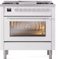 Ilve UP36FWMPWHLP Professional Plus Ii 36 Inch Dual Fuel Liquid Propane Freestanding Range In White With Trim