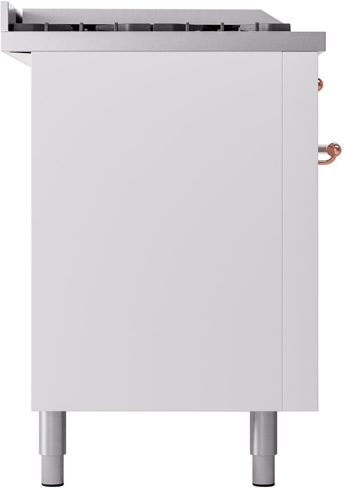 Ilve UP60FSNMPWHP Nostalgie Ii 60 Inch Dual Fuel Natural Gas Freestanding Range In White With Copper Trim