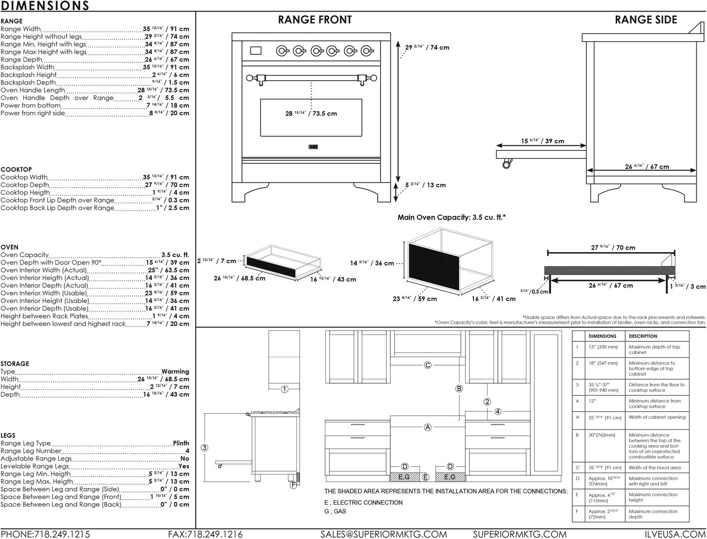 Ilve UMI09QNS3MGP Majestic Ii 36 Inch Electric Freestanding Range In Matte Graphite With Copper Trim