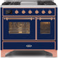 Ilve UMD10FDNS3MBPLP Majestic Ii 40 Inch Dual Fuel Liquid Propane Freestanding Range In Blue With Copper Trim