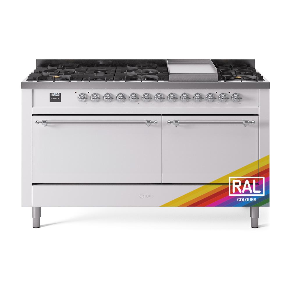 Ilve UP60FQNMPRACLP Ilve Nostalgie Ii 60 Up60Fqnmprac Freestanding Dual Fuel Range With 9 Sealed Burners Double Oven With Solid Door In Ral Color With Chrome Knobs