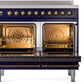 Ilve UPDI406NMPMBB Nostalgie Ii 40 Inch Electric Freestanding Range In Blue With Bronze Trim