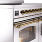 Ilve UPDI406NMPSSG Nostalgie Ii 40 Inch Electric Freestanding Range In Stainless Steel With Brass Trim