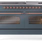 Ilve UP60FNMPBGP Nostalgie Ii 60 Inch Dual Fuel Natural Gas Freestanding Range In Blue Grey With Copper Trim