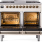 Ilve UPD40FNMPAWB Nostalgie Ii 40 Inch Dual Fuel Natural Gas Freestanding Range In Antique White With Bronze Trim