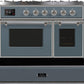 Ilve UMD10FDNS3BGC Majestic Ii 40 Inch Dual Fuel Natural Gas Freestanding Range In Blue Grey With Chrome Trim