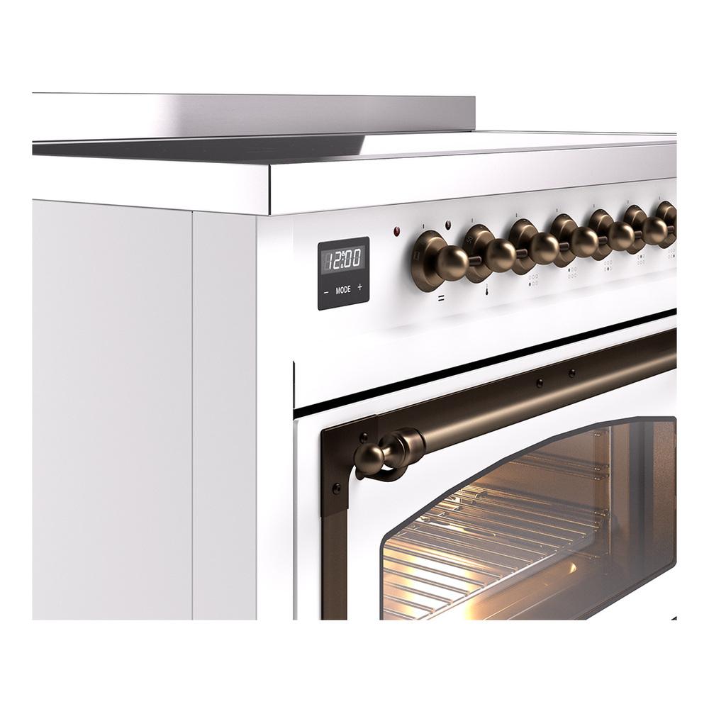 Ilve UNI486NMPWHB Ilve Uni486Nmpwhb Nostalgie Ii Noblesse 48" Induction Range (Triple Glass Door, White, Burnished)