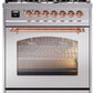 Ilve UP30NMPSSP Nostalgie Ii 30 Inch Dual Fuel Natural Gas Freestanding Range In Stainless Steel With Copper Trim