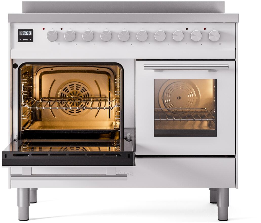 Ilve UPDI406WMPWH Professional Plus Ii 40 Inch Electric Freestanding Range In White With Trim