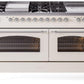 Ilve UP60FSNMPAWC Nostalgie Ii 60 Inch Dual Fuel Natural Gas Freestanding Range In Antique White With Chrome Trim