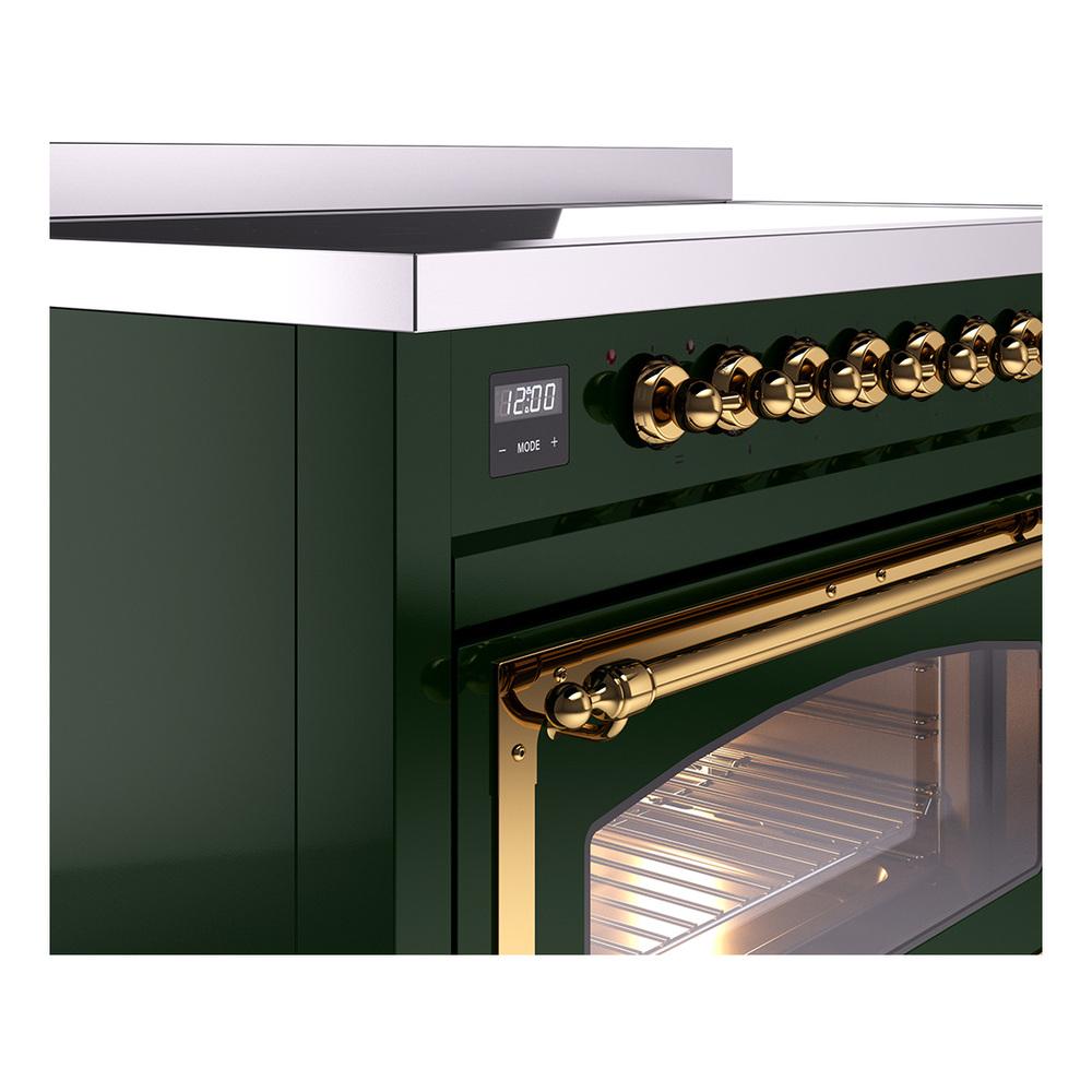 Ilve UNI486NMPEGG Ilve Uni486Nmpegg Nostalgie Ii Noblesse 48" Induction Range (Triple Glass Door, Emerald Green, Brass)