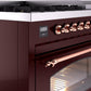 Ilve UP48FNMPBUP Nostalgie Ii 48 Inch Dual Fuel Natural Gas Freestanding Range In Burgundy With Copper Trim