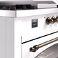 Ilve UP60FSNMPWHBLP Nostalgie Ii 60 Inch Dual Fuel Liquid Propane Freestanding Range In White With Bronze Trim