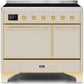 Ilve UMDI10QNS3AWG Majestic Ii 40 Inch Electric Freestanding Range In Antique White With Brass Trim