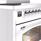 Ilve UPI486NMPWHC Nostalgie Ii 48 Inch Electric Freestanding Range In White With Chrome Trim