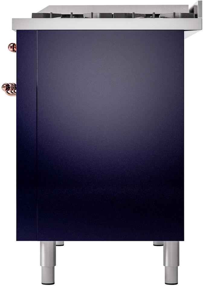 Ilve UP48FNMPMBP Nostalgie Ii 48 Inch Dual Fuel Natural Gas Freestanding Range In Blue With Copper Trim