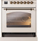 Ilve UP30NMPAWB Nostalgie Ii 30 Inch Dual Fuel Natural Gas Freestanding Range In Antique White With Bronze Trim