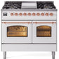 Ilve UPD40FNMPWHP Nostalgie Ii 40 Inch Dual Fuel Natural Gas Freestanding Range In White With Copper Trim