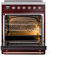 Ilve UPI304NMPBUP Nostalgie Ii 30 Inch Electric Freestanding Range In Burgundy With Copper Trim