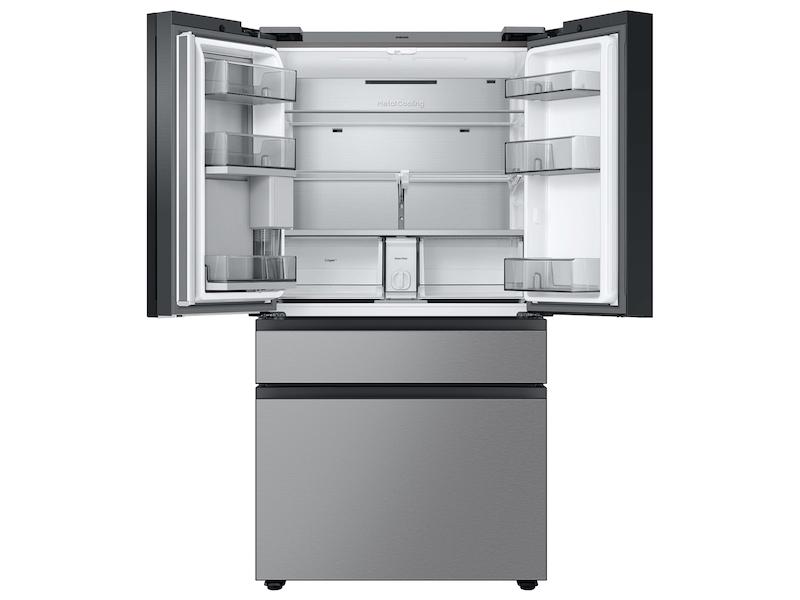 Samsung RF23BB8900QK Bespoke Counter Depth 4-Door French Door Refrigerator (23 Cu. Ft.) - In Charcoal Glass Top And Family Hub&#8482; Panels With Stainless Steel Middle And Bottom Panels