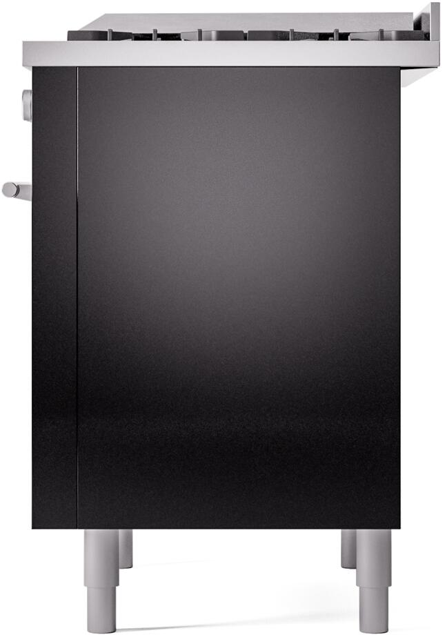 Ilve UP36FWMPBK Professional Plus Ii 36 Inch Dual Fuel Natural Gas Freestanding Range In Glossy Black With Trim