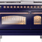 Ilve UP48FNMPMBPLP Nostalgie Ii 48 Inch Dual Fuel Liquid Propane Freestanding Range In Blue With Copper Trim